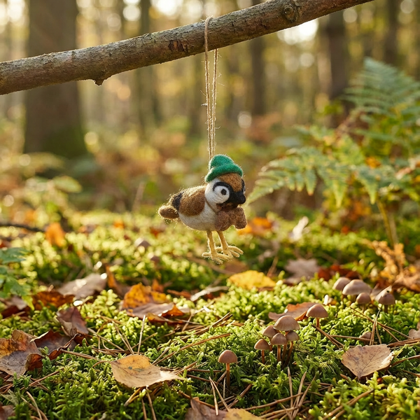 Handmade Felt Byron Bird Watcher Hanging Decoration
