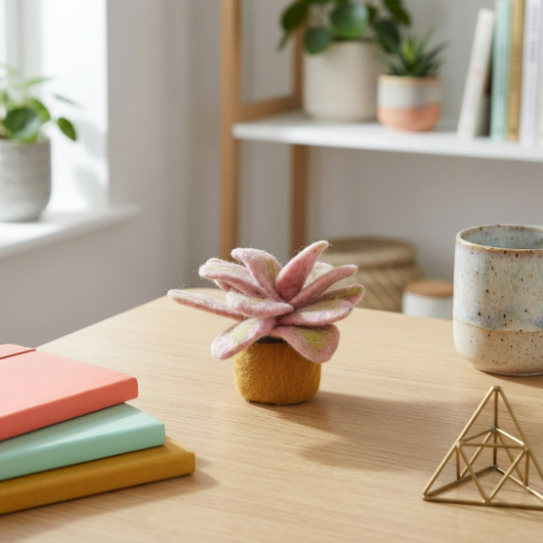 Handmade Felt Candy Leaf Standing House Plant