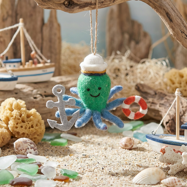Handmade Felt Captain Odin the Octopus Sealife Hanging Decoration