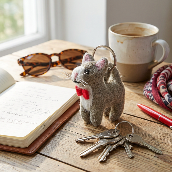 Handmade Felt Cat Keyring