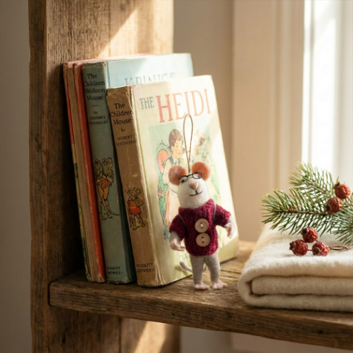 Handmade Felt Charlie Mouse Hanging Decoration