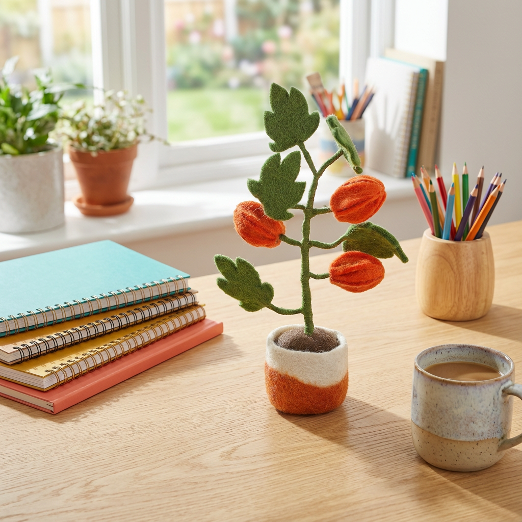 Handmade Felt Chinese Lantern Tree Standing Plant