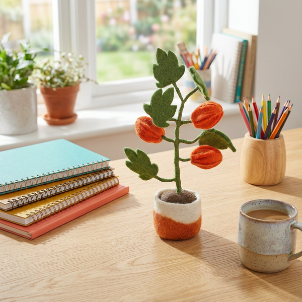 Handmade Felt Chinese Lantern Tree Standing Plant