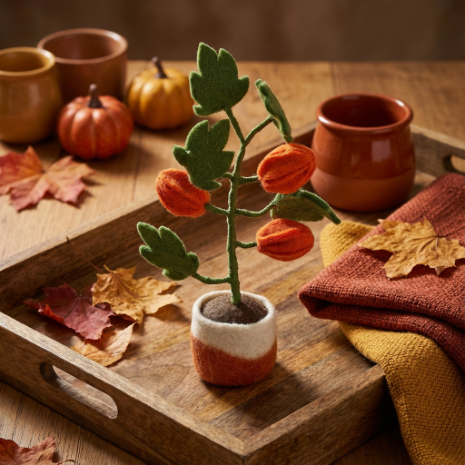 Handmade Felt Chinese Lantern Tree Standing Plant