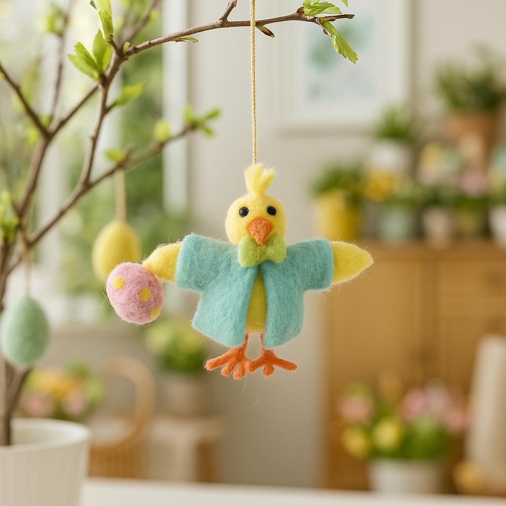 Handmade Felt Chip the Chick Hanging Easter Decoration