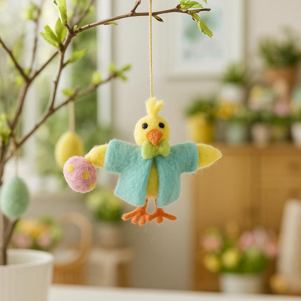 Handmade Felt Chip the Chick Hanging Easter Decoration