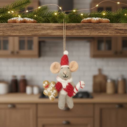 Handmade Felt Chris Mouse Christmas Mouse Hanging Decoration