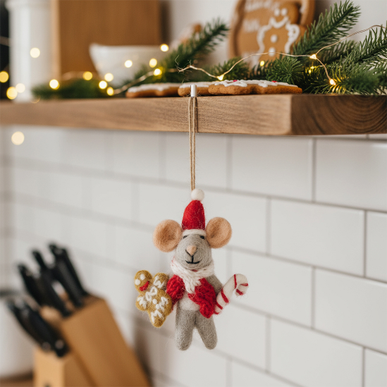 Handmade Felt Chris Mouse Christmas Mouse Hanging Decoration