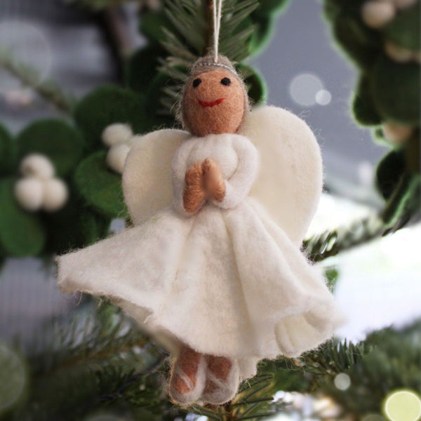 Handmade Felt Fair trade Christmas Angel Hanging Tree Decoration