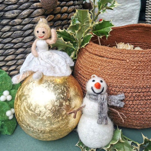 Handmade Felt Norman the Snowman Hanging Christmas Decoration