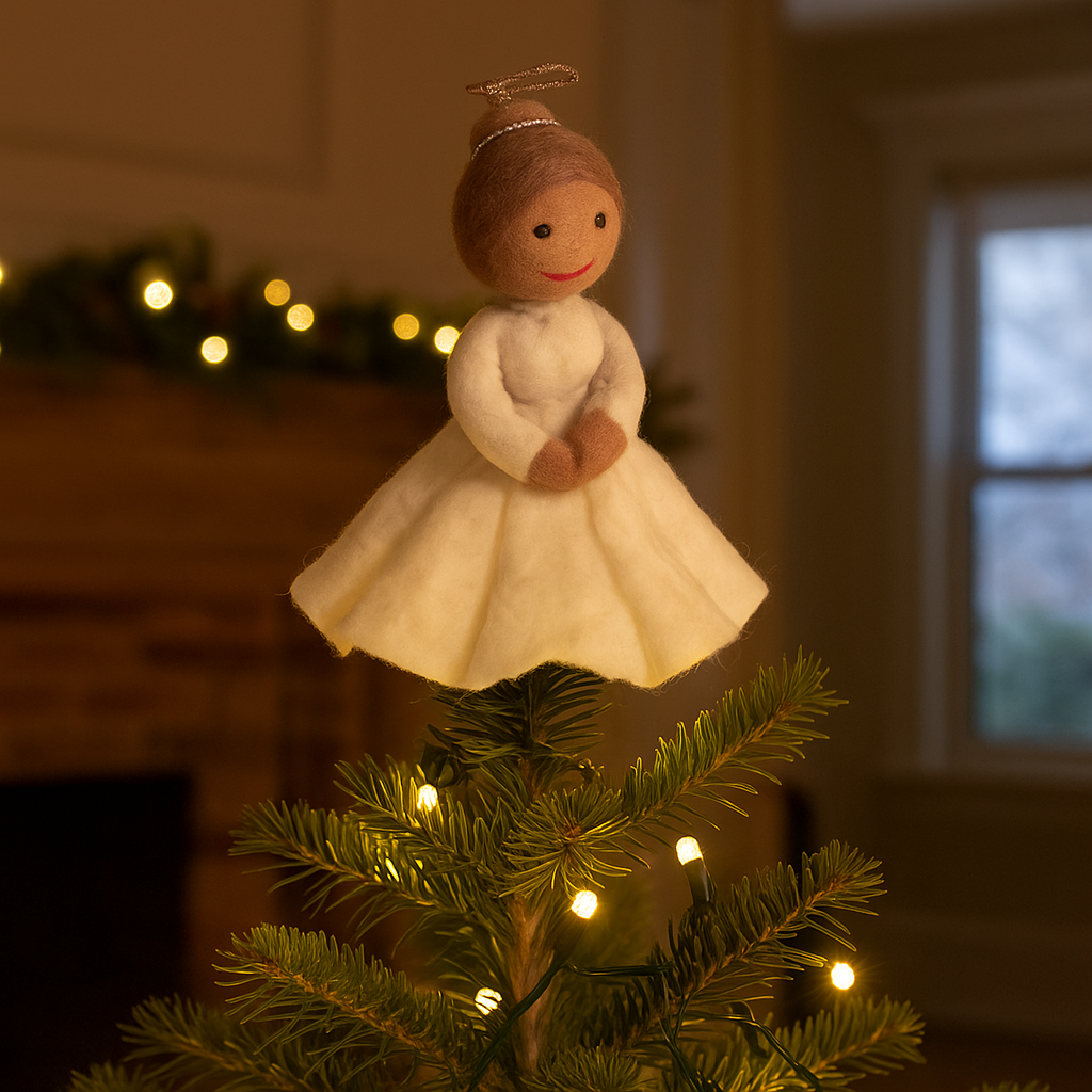 Handmade Felt Christmas Angel Tree Topper Decoration
