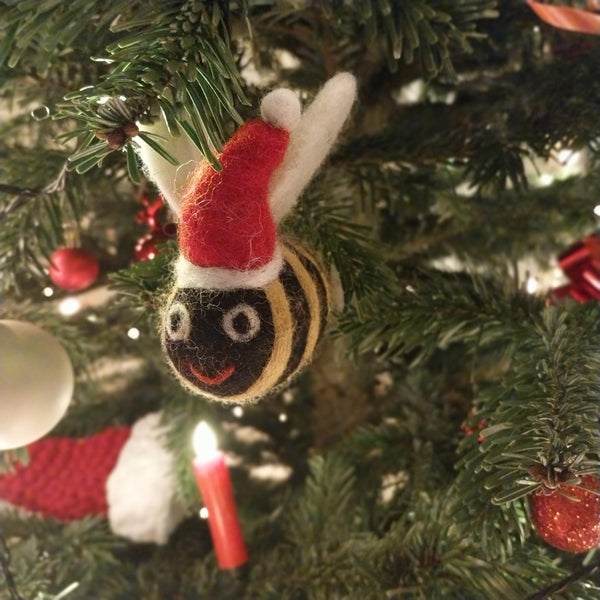Handmade Felt Biodegradable Christmas Big Bumblebee Tree Hanging Decoration