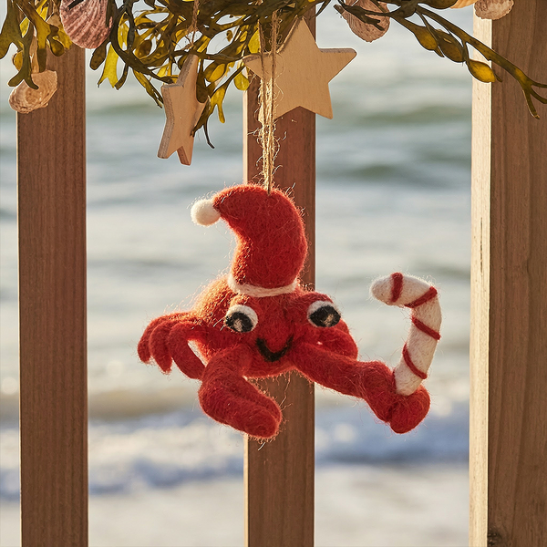 Handmade Felt Christmas Crab Hanging Decoration