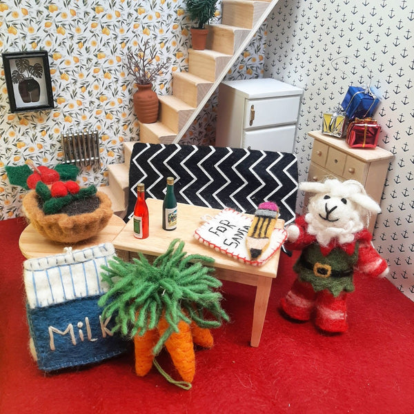 Handmade Felt Elfie Sheep Hanging Christmas Decoration