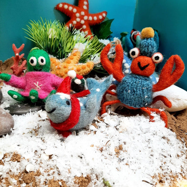 Handmade Felt Christmas Humpback Whale Hanging Sealife Decoration