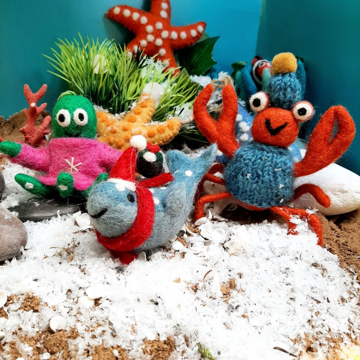 Handmade Felt Timmy Tentaclaus Hanging Christmas Octopus Decoration