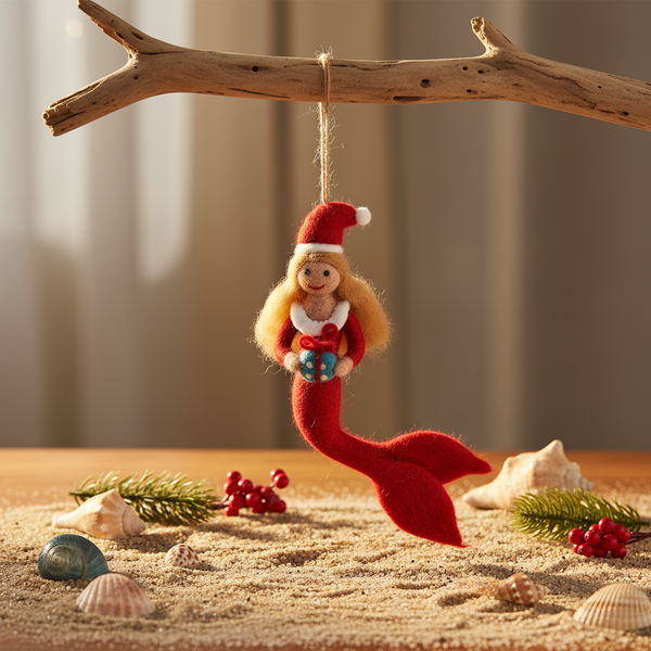 Handmade Felt Christmas Mermaid Hanging Decoration