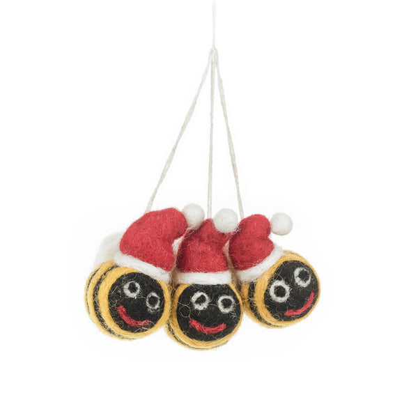 Handmade Felt Mini Christmas Bee's (Set of 3) Hanging Tree Decorations