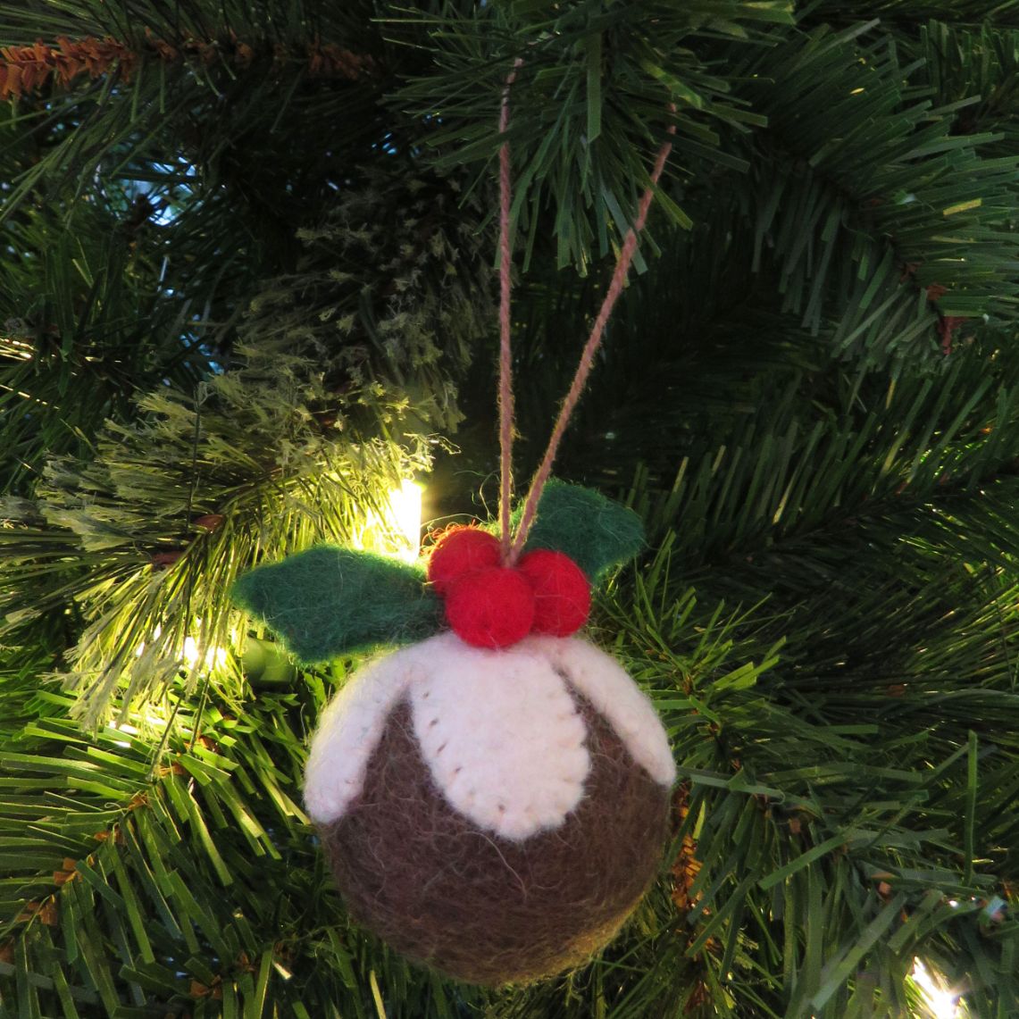 Handmade Felt Christmas Pudding Baubles (set of 3) Hanging Tree Decorations