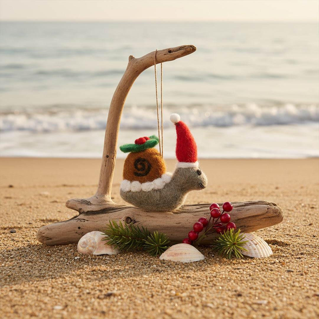 Handmade Felt Christmas Snail Hanging Decoration