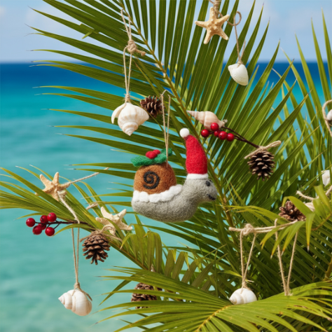 Handmade Felt Christmas Snail Hanging Decoration