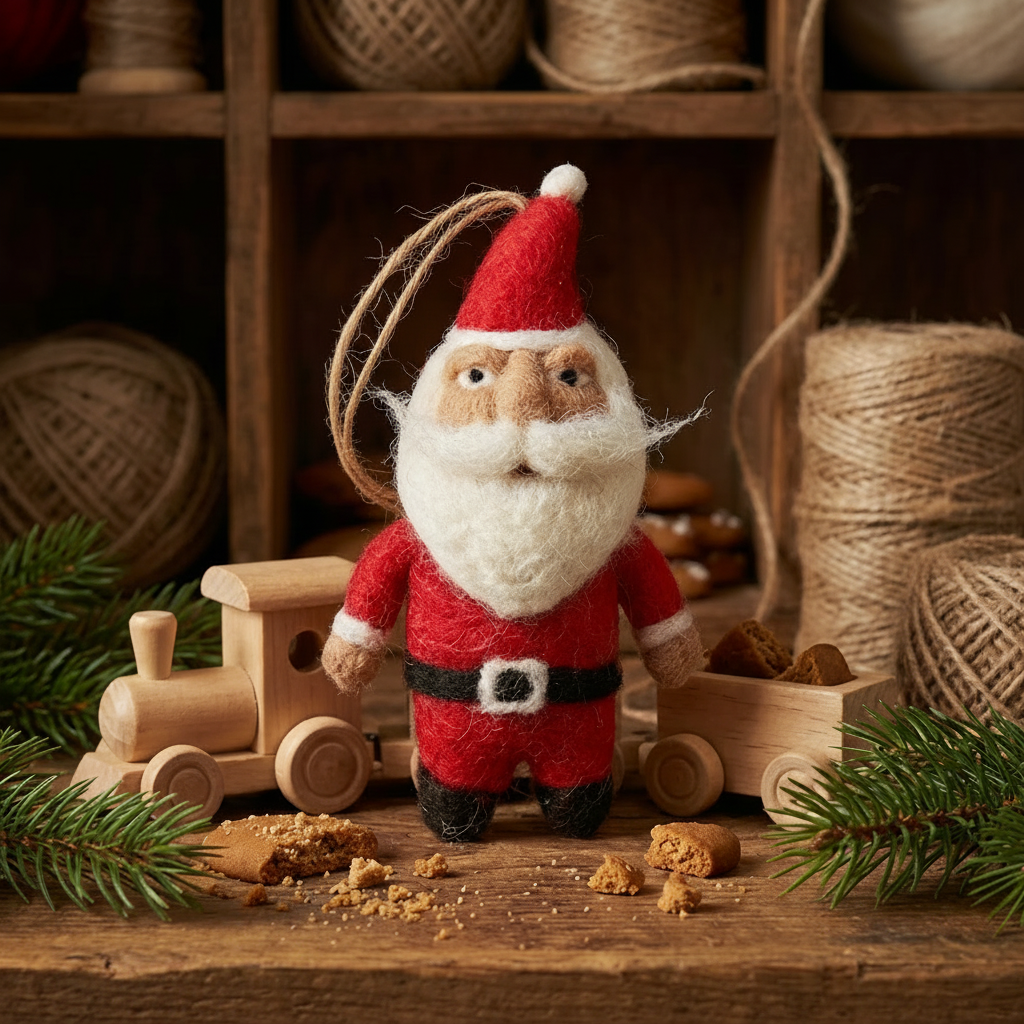 Handmade Felt Classic Santa Hanging Christmas Tree Decoration