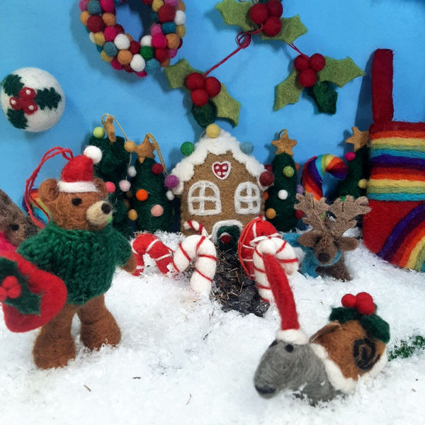 Handmade Felt Christmas Snail Hanging Decoration