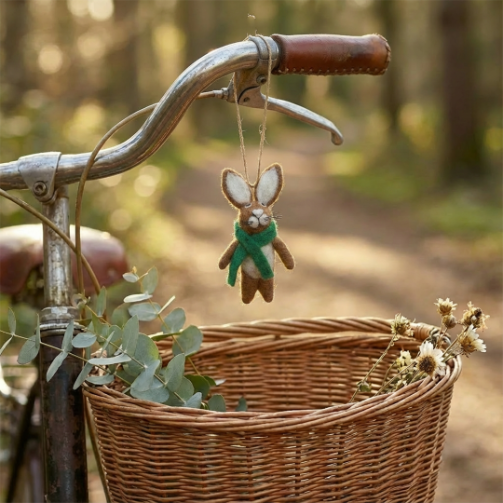 Handmade Felt Clover the Hare Hanging Woodland Decoration