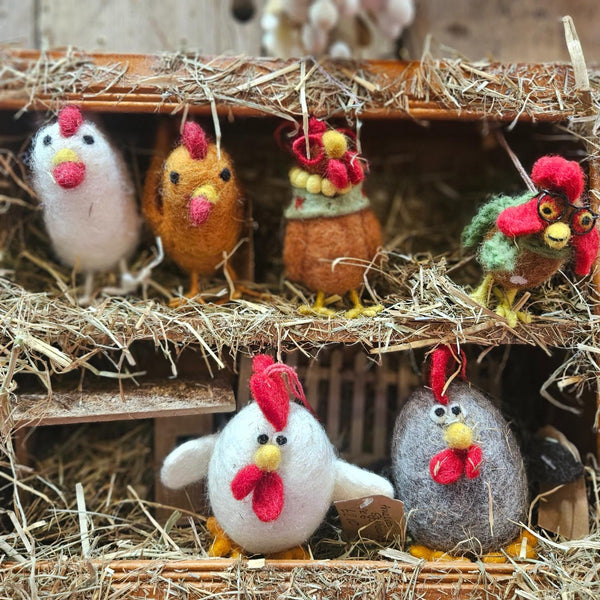 Handmade Hanging Cluckin' Chickens Fair trade Easter Decoration