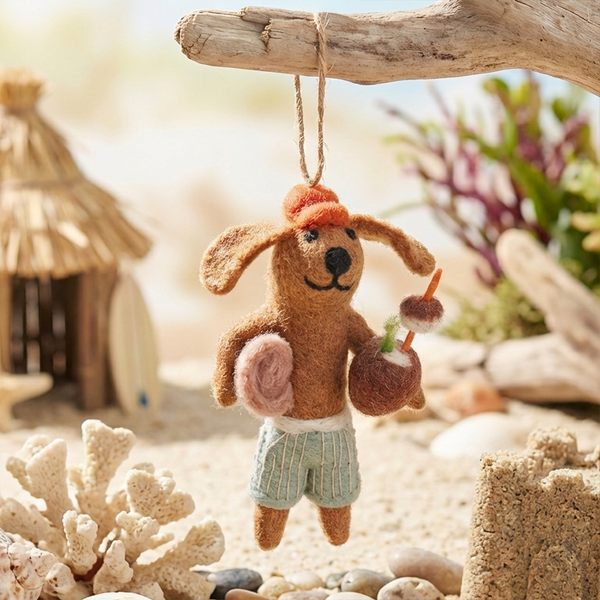 Handmade Felt Coconut Canine Hanging Summer Dog Decoration