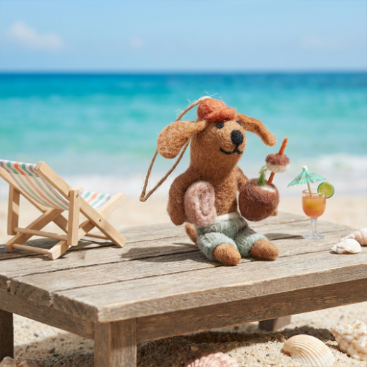 Handmade Felt Coconut Canine Hanging Summer Dog Decoration
