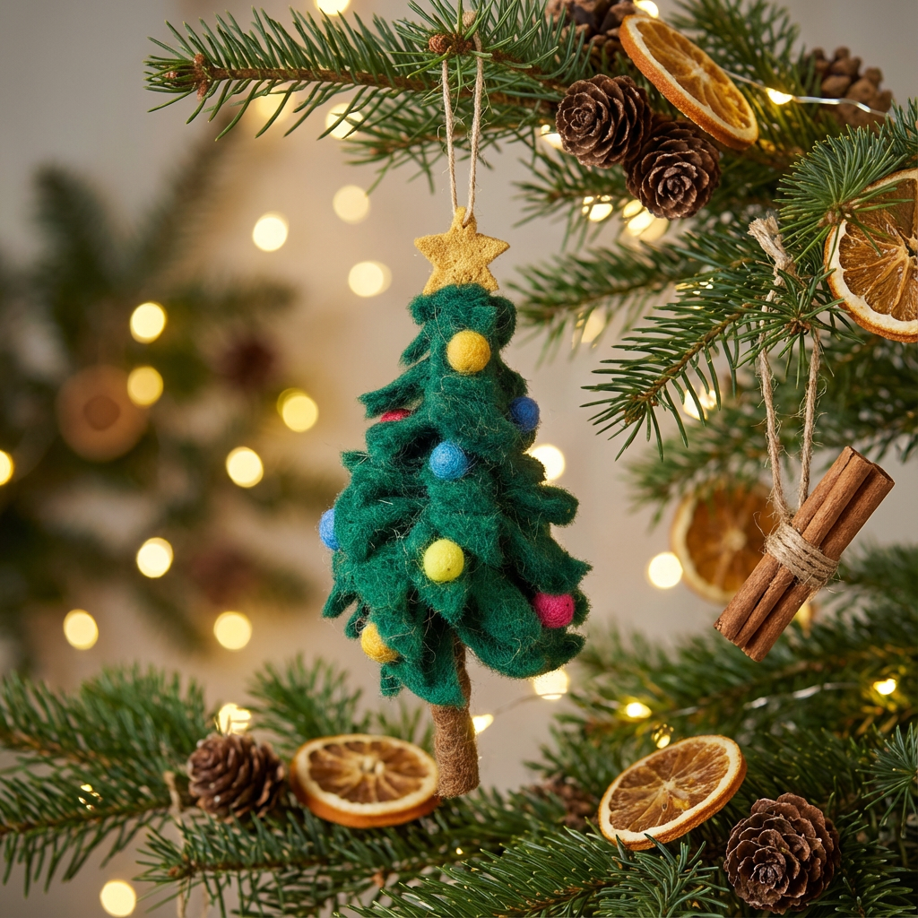 Handmade Felt Colourful Christmas Tree Hanging Decoration