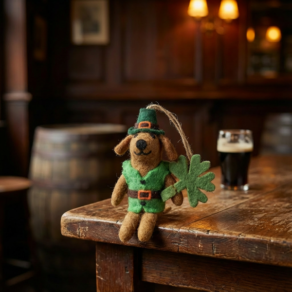 Handmade Felt Cormac the Irish Pooch Hanging Decoration