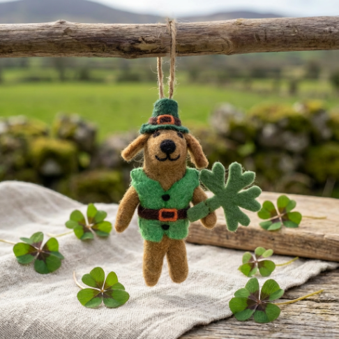 Handmade Felt Cormac the Irish Pooch Hanging Decoration