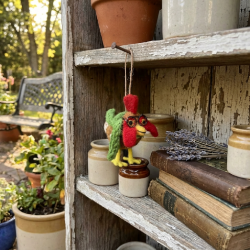 Handmade Felt Cornelius the Chicken Hanging Decoration