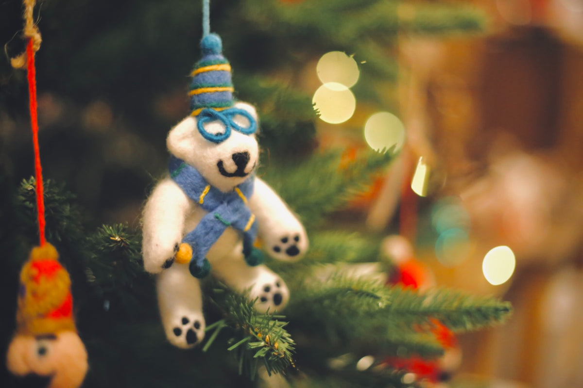 Handmade Felt Cosmo the Polar Bear Hanging Christmas Decoration