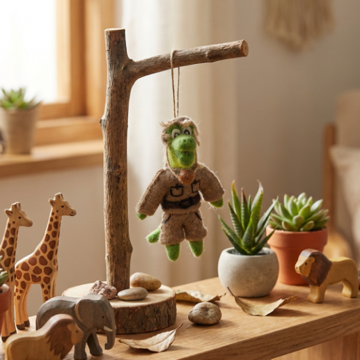 Handmade Felt Crocodile Dundee Hanging Decoration
