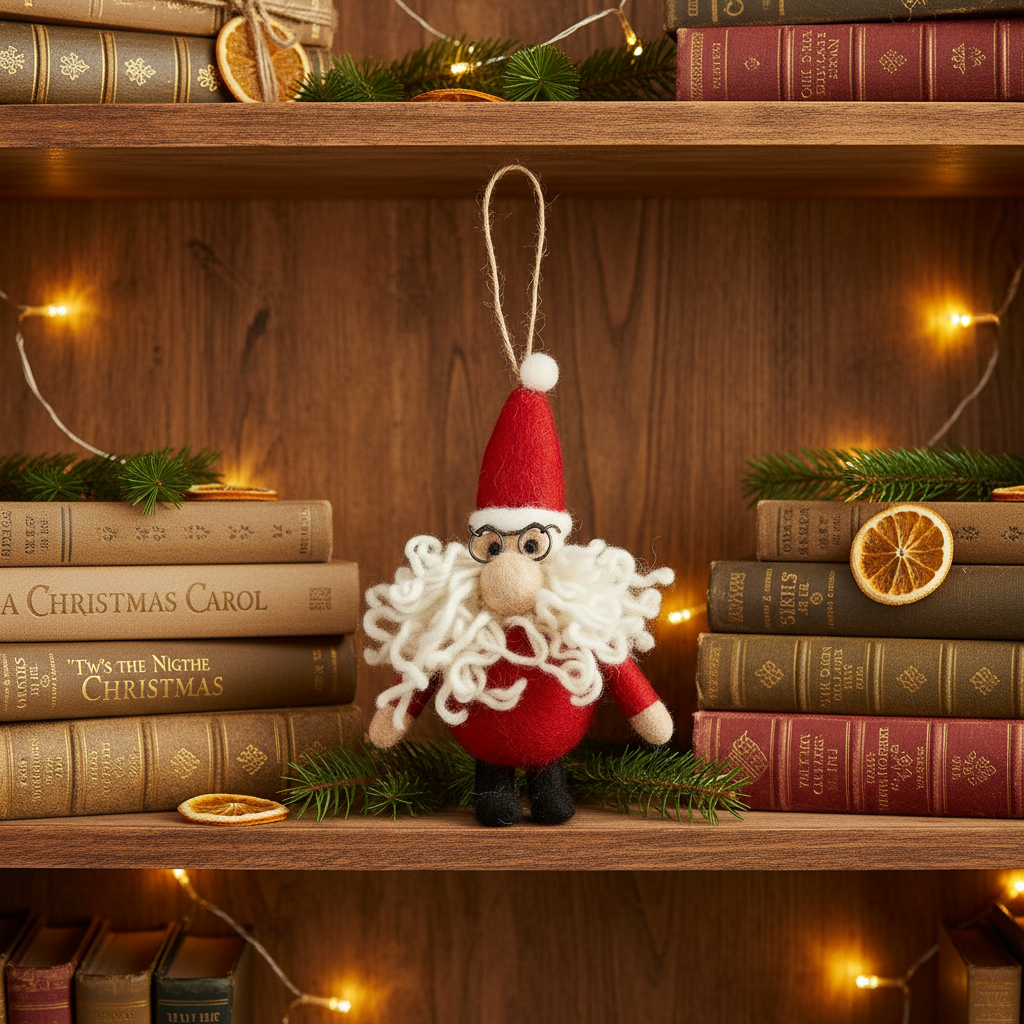 Handmade Felt Curly Santa Christmas Tree Hanging Decoration