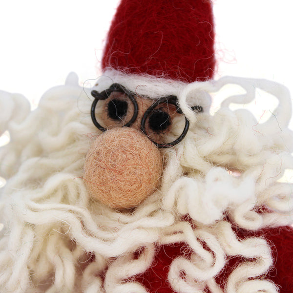 Handmade Felt Curly Santa Christmas Tree Hanging Decoration