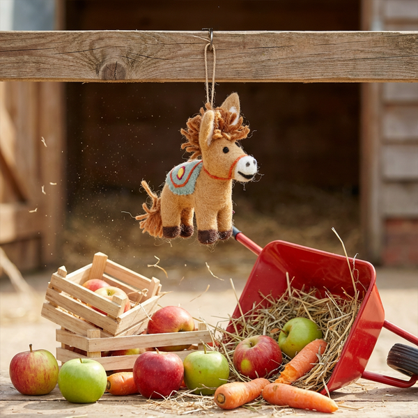 Handmade Felt Dale the Donkey Farmyard Hanging Decoration