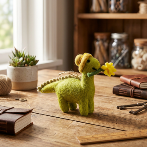 Handmade Felt Daphne Dinosaur Hanging Easter Decoration