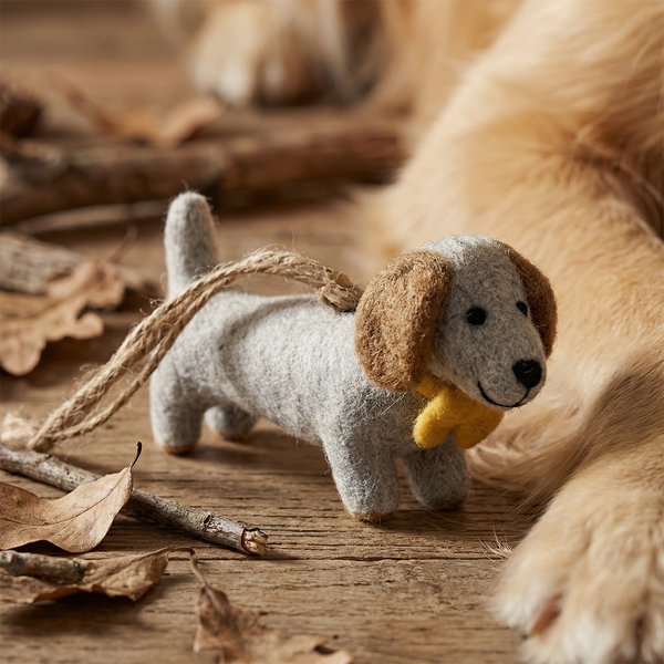 Handmade Felt Dapper Dachshund Hanging Decoration