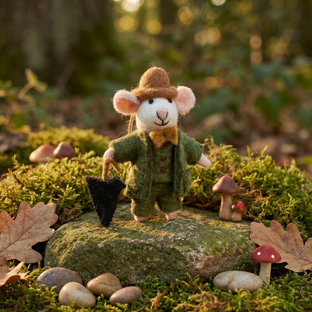 Handmade Felt Dapper John the Mouse Hanging Decoration