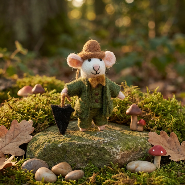 Handmade Felt Dapper John the Mouse Hanging Decoration