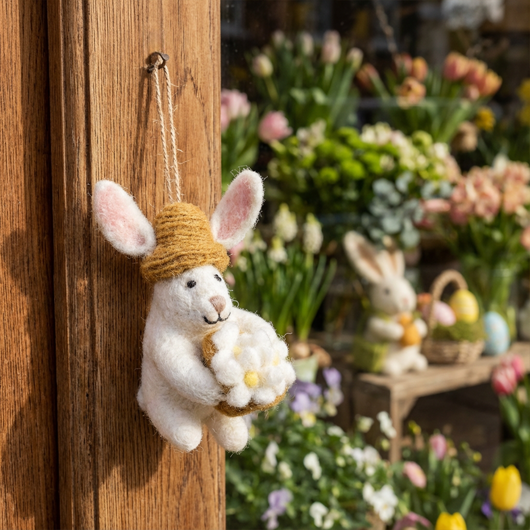 Handmade Felt Darcy Bunny Hanging Decoration