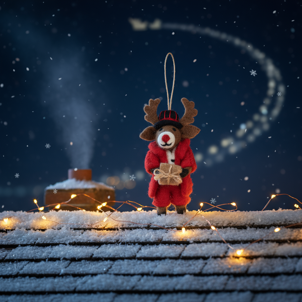 Handmade Felt Dasher the Christmas Reindeer Hanging Decoration