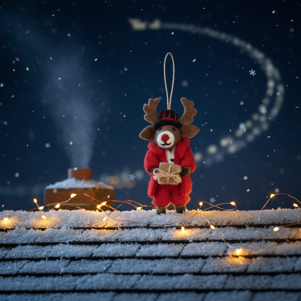 Handmade Felt Dasher the Christmas Reindeer Hanging Decoration