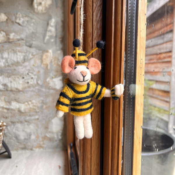 Handmade Felt Deb-Bee the Mouse Spring Hanging Decoration
