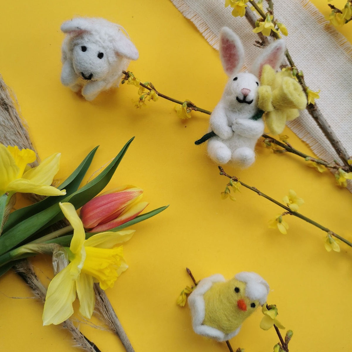 Handmade Needle Felt Barbara the Sheep Hanging Easter Decoration