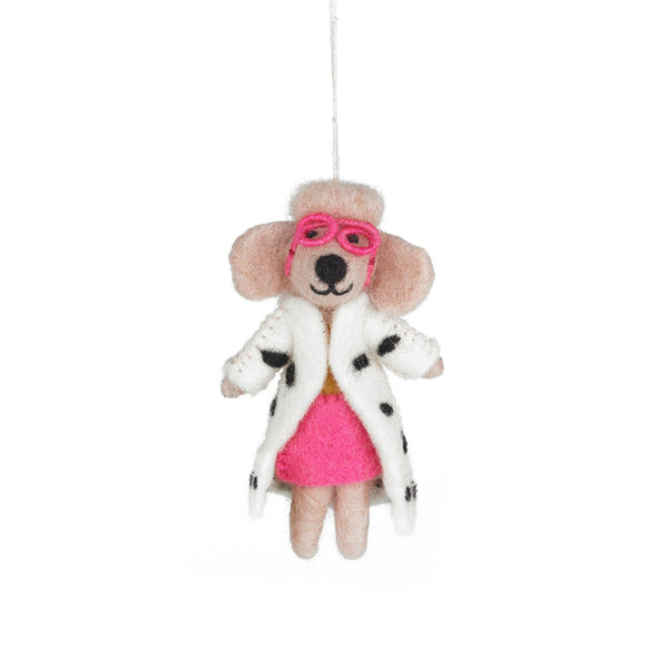 Handmade Felt Dellie the Fashion Poodle Dog Hanging decoration